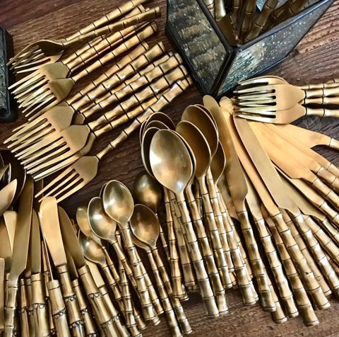 Solid Brass Bamboo Cutlery Set