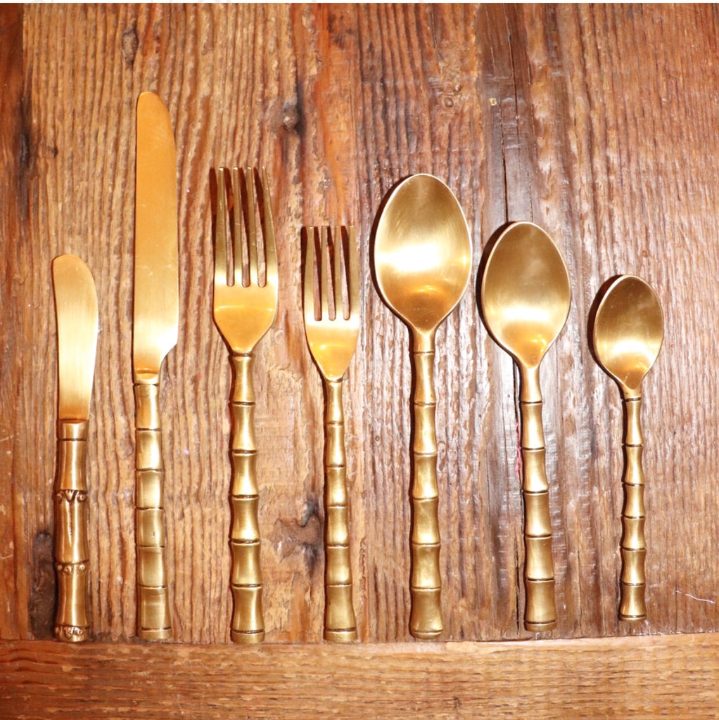 Solid Brass Bamboo Cutlery Set