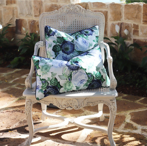 Luxe Velvet Periwinkle Bouquet Cushion